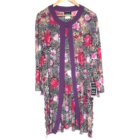 NWT Marallis Floral Lightweight Semi Sheer Half Sleeve Long Cardigan Size XXL - Picture 1 of 12
